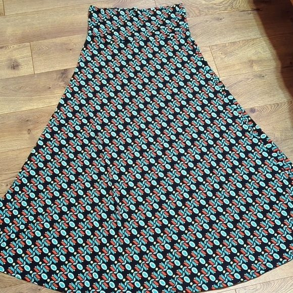 LuLaRoe Geometric Abstract Dipped Slinky Maxi Skirt Dress L - Picture 1 of 5